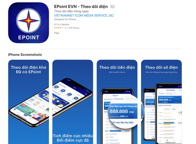 Ứng dụng di động Epoint EVN - Theo dõi điện 