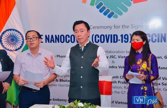 Đại sứ Việt Nam tại Ấn Độ Phạm Sanh Châu phát biểu tại lễ ký kết thỏa thuận