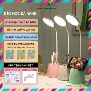 Đèn bàn học LED tích điện 3 màu ánh sáng