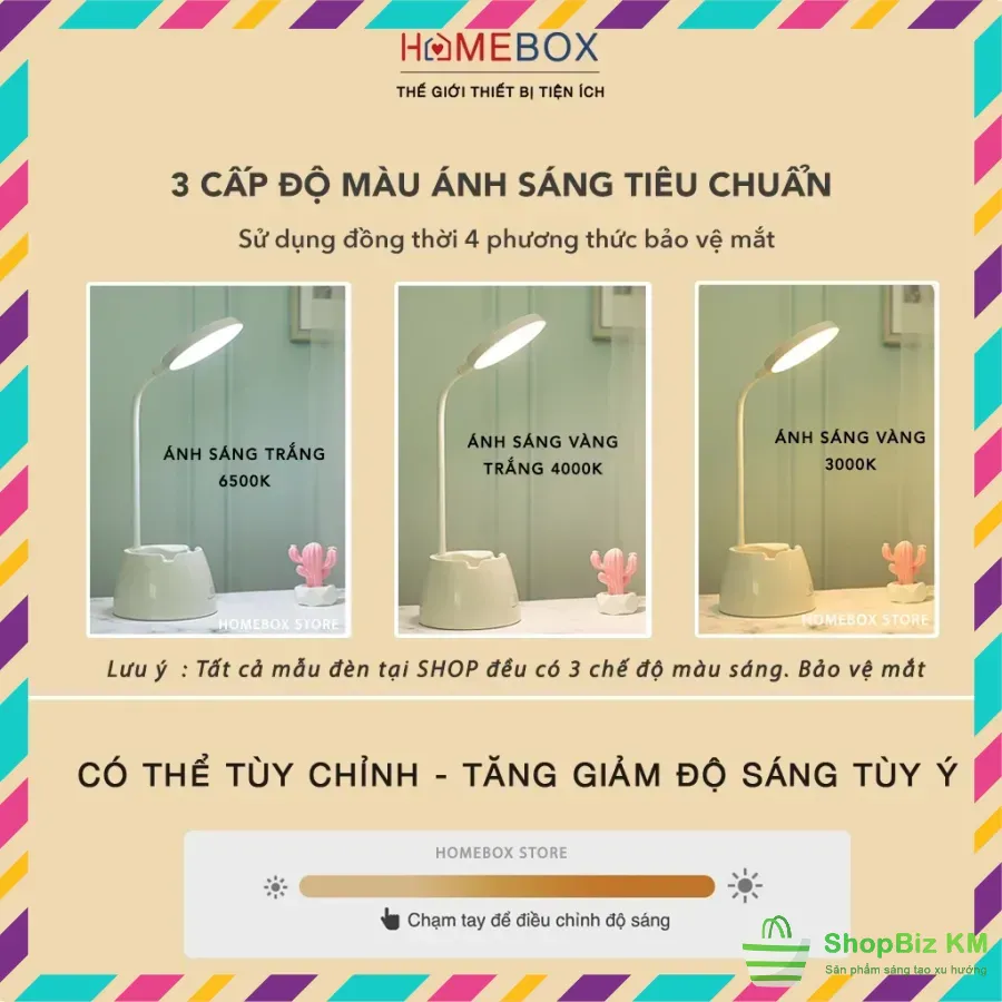 Đèn học để bàn tích điện cảm ứng thông minh, bảo vệ mắt