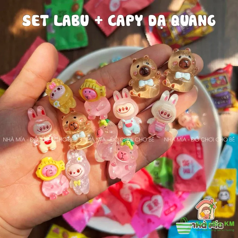 Combo 30, 60 túi mù dạ quang Labubu Cappy Blind Bag...